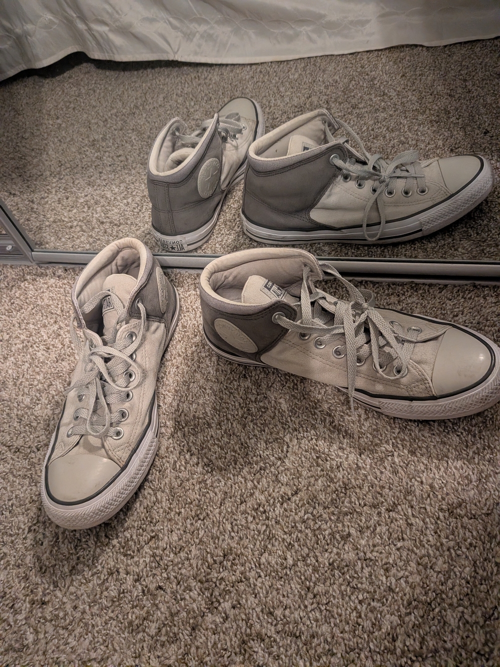 Converse Men’s Two-Tone High-Top Sneakers in Light Gray and Dark Gray